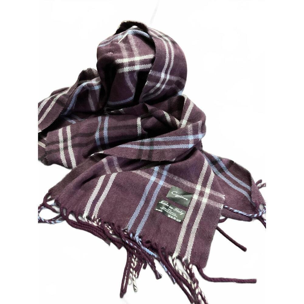 Cejon Cozy Purple Plaid Scarf Made in Italy
